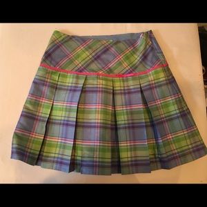 Pleated colorful silk skirt